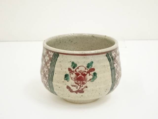 茶道具 渋草焼 渋草柳三作 色絵竹文 茶布筒 共箱 V 8990 茶道具 渋草焼