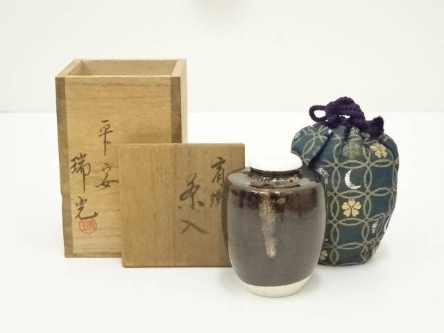 E761 送料無料茶入肩衝茶入仕覆茶道具茶室茶道共箱