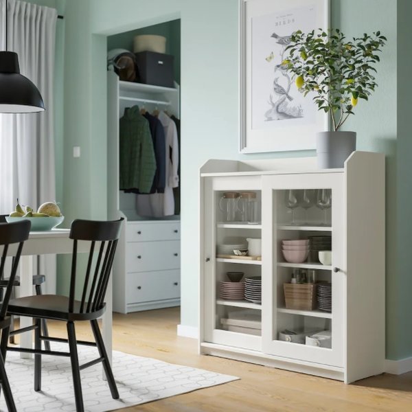 楽天市場】IKEAイケア HAUGAハウガ キャビネットガラス扉105x116cm