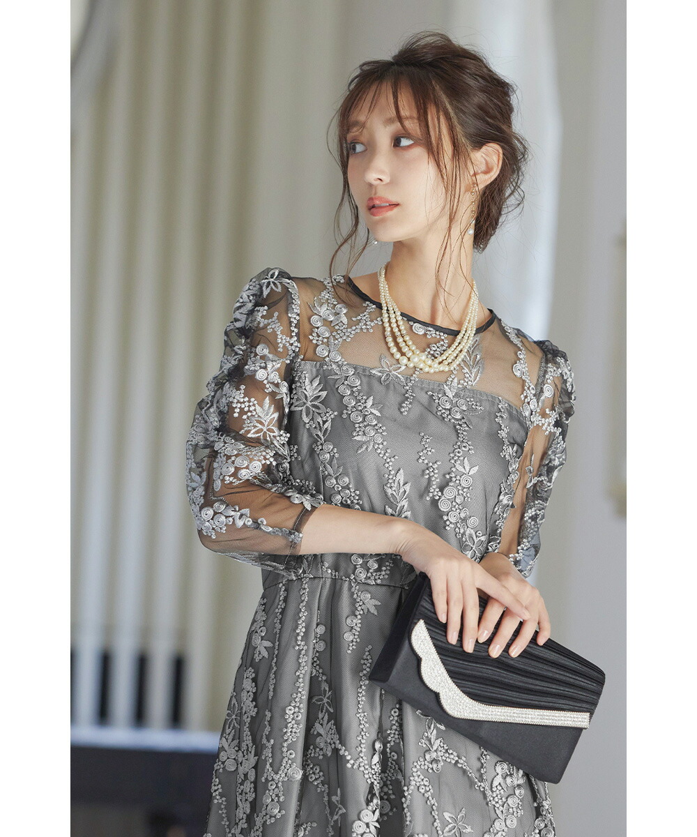 楽天市場】結婚式 ワンピース パーティードレス 刺繍 レース ロング 総