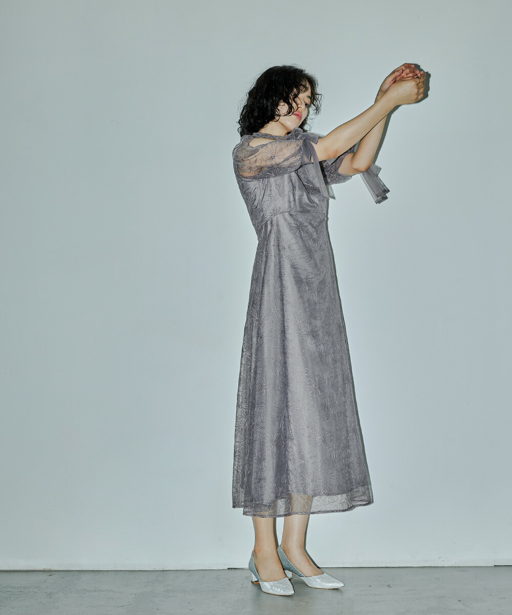 楽天市場】リボンディテールエンブロイダリードレス パーティードレス