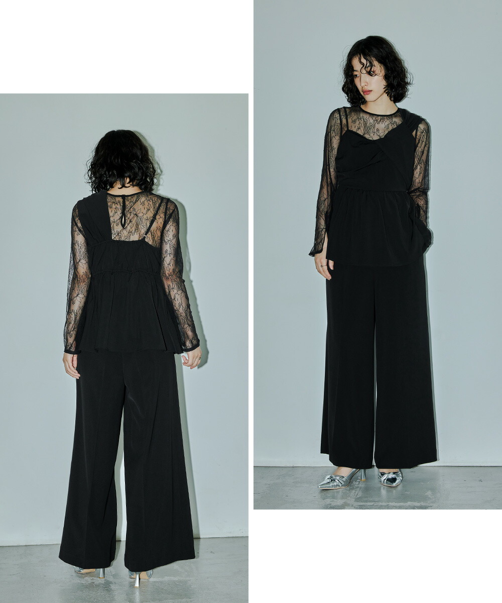 楽天市場】アシンメトリービスチェ&ワイドパンツセットアップ