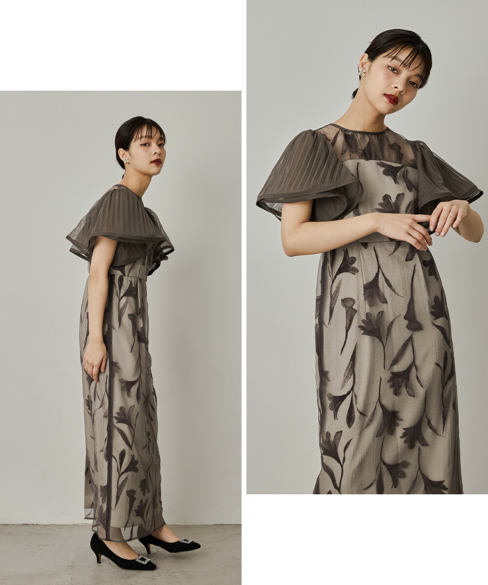 楽天市場】サーキュラースリーブフラワードレス パーティードレス 結婚