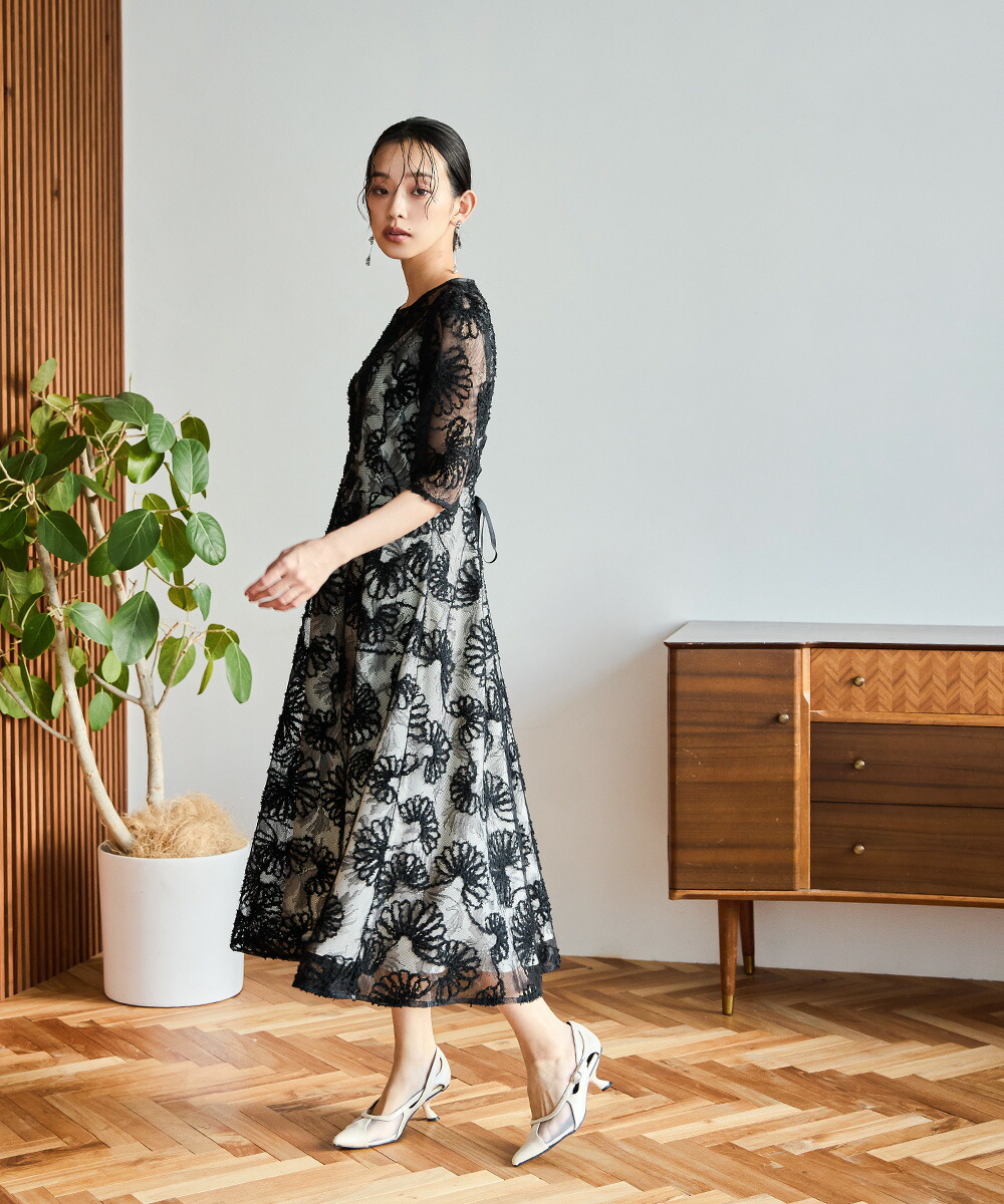 楽天市場】フラワーレースフレアドレス パーティードレス 結婚式