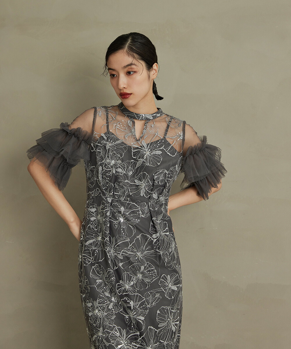 楽天市場】スパンコール刺繍レースドレス パーティードレス 結婚式