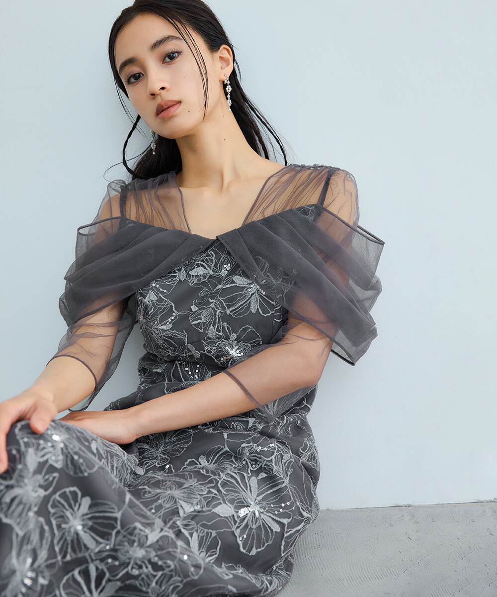 楽天市場】オフショルダースパンコール刺繍レースドレス パーティー