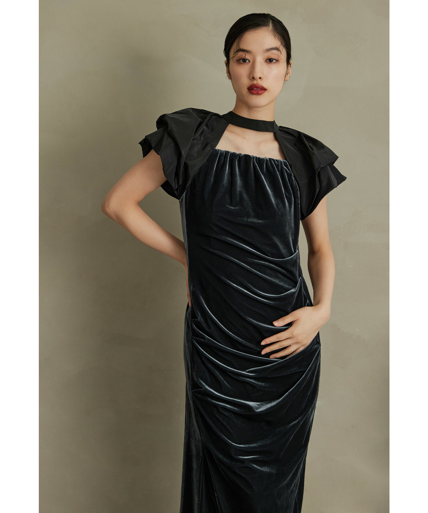 楽天市場】ドレープベロアドレス パーティードレス 結婚式 バルーン