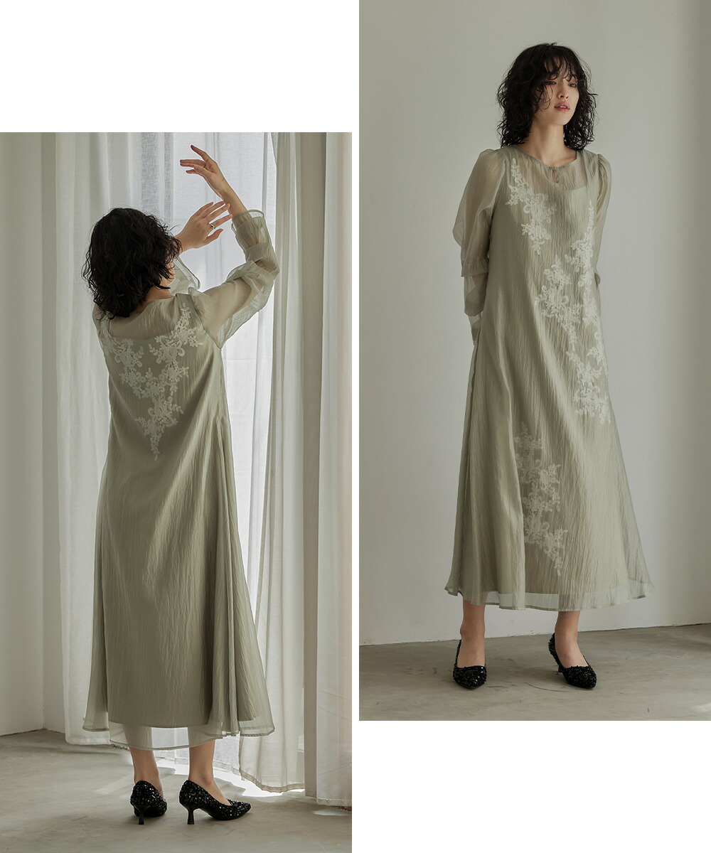 楽天市場】シアーAラインワンピース パーティードレス 結婚式 楊柳