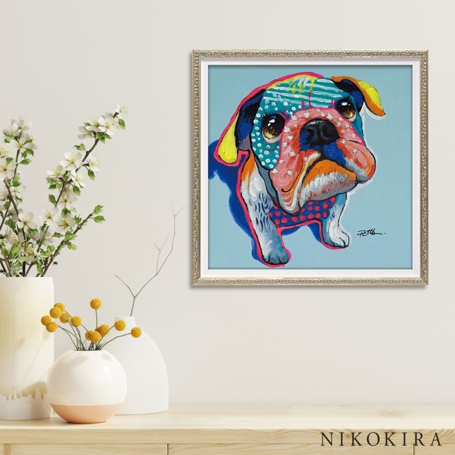 油絵 絵 絵画 インテリア uF6-071719 子犬と女の子(蟻んこちゃん