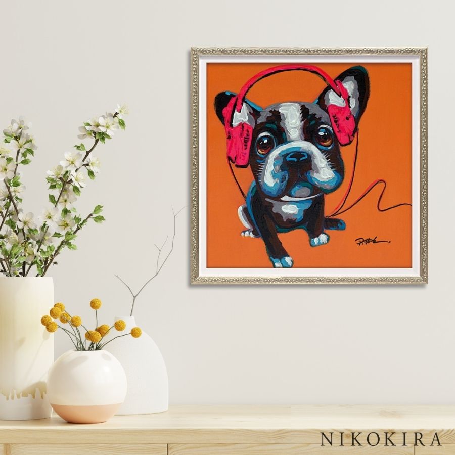 油絵 絵 絵画 インテリア uF6-071719 子犬と女の子(蟻んこちゃん