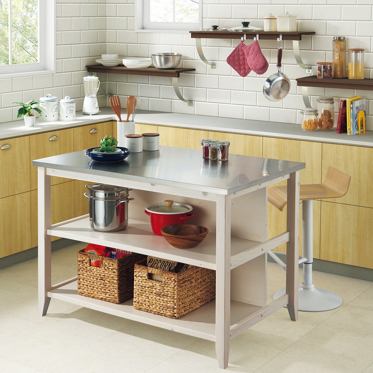 楽天市場】[幅120cm] ワークテーブル (シナモ12078WH ステン) ニトリ