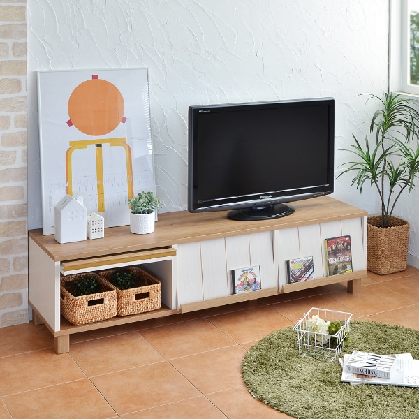 楽天市場】フレンチカントリーテイストのフラップ式扉テレビ台 （WH