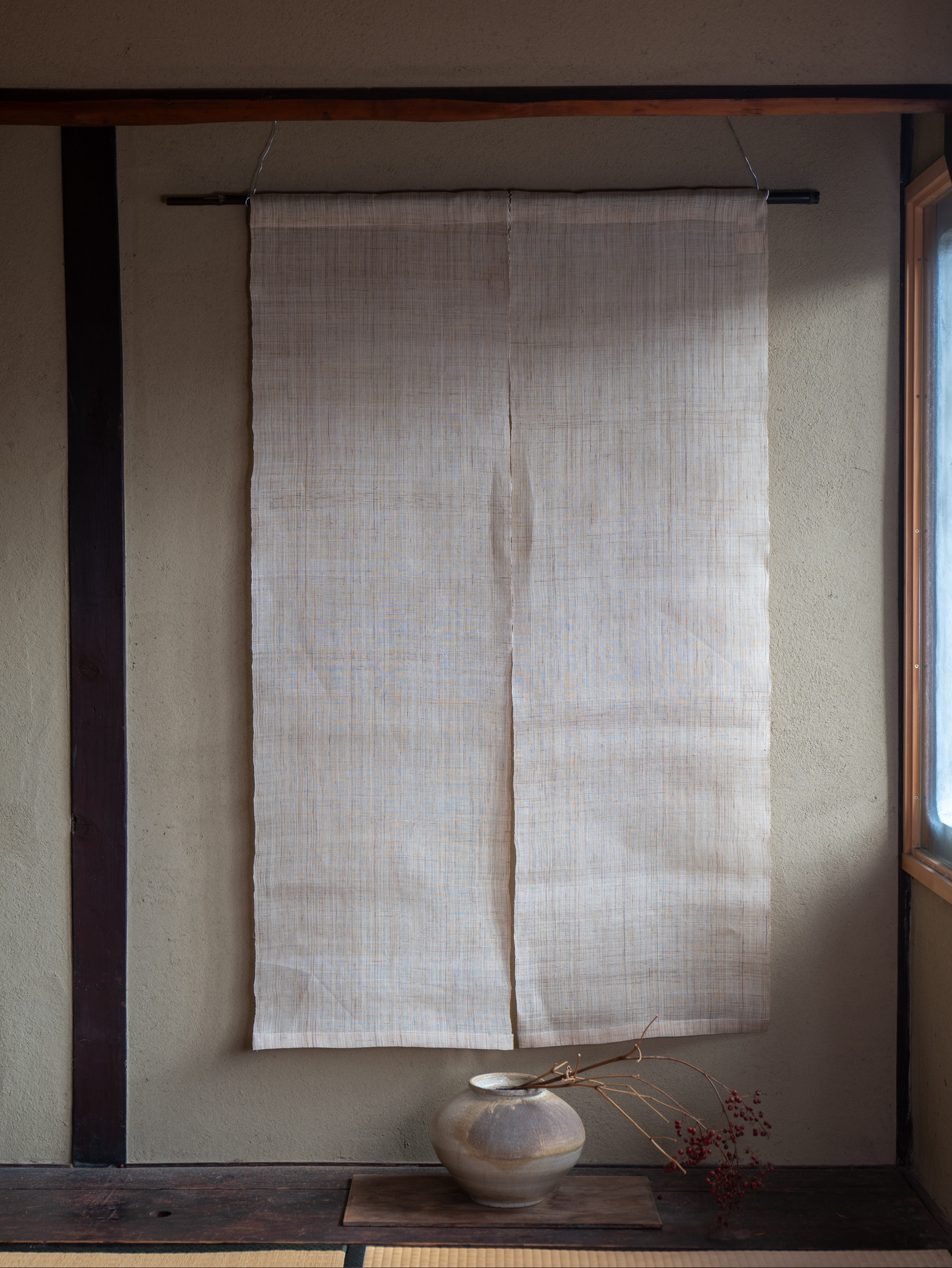 ハ*コ様 生成り 麻 のれん 約85cm幅 ハ*コ様 生成