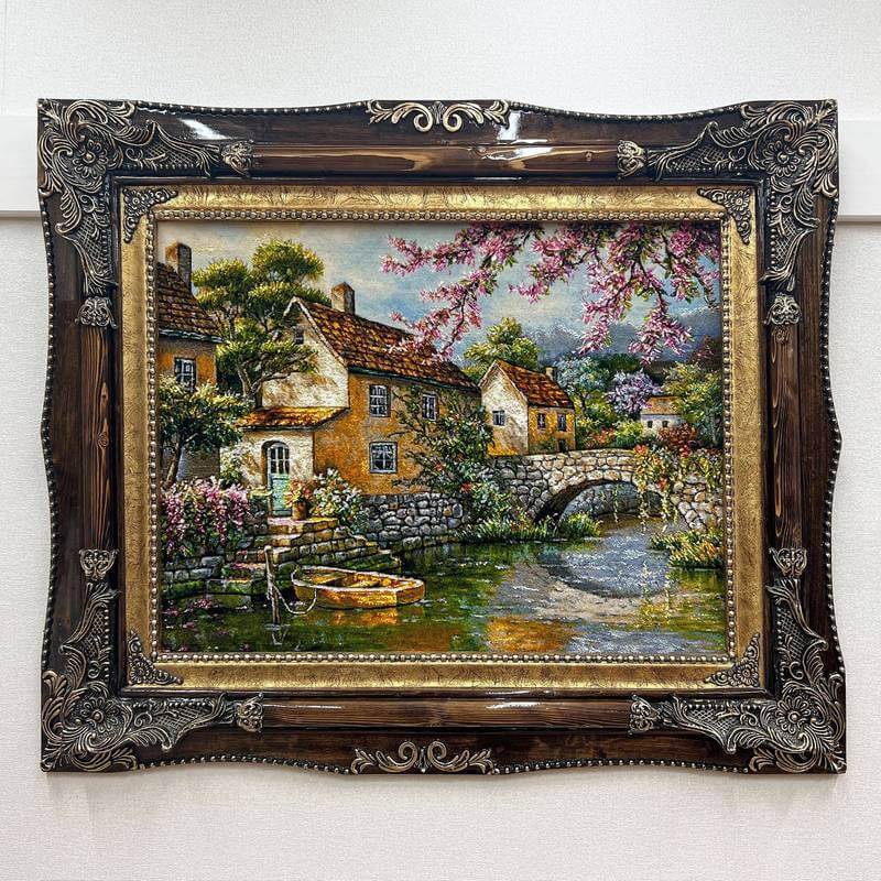 ペルシャ絨毯 絵画絨毯 タブリーズ産 手織り タペストリー 横500✖️縦