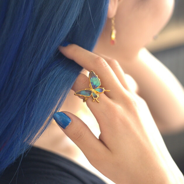 楽天市場】[スルコウスキーモルフォ] 本物の蝶の翅 舞い飛ぶ蝶 リング