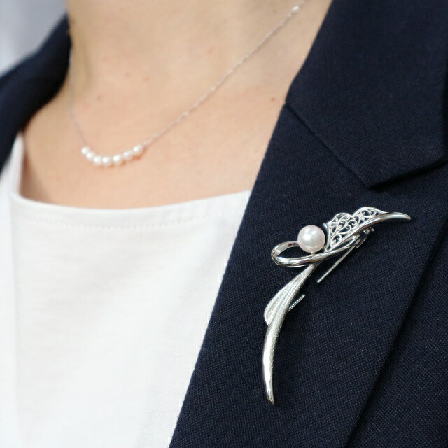 ギンザ・タナカ ブローチ 白蝶真珠 入学式 卒業式 検索用-あこや真珠