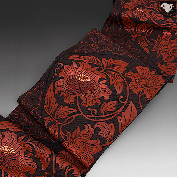 古裂 太子間道 赤地広東綿 額装 西陣 呉服屋蔵(K-LC930)