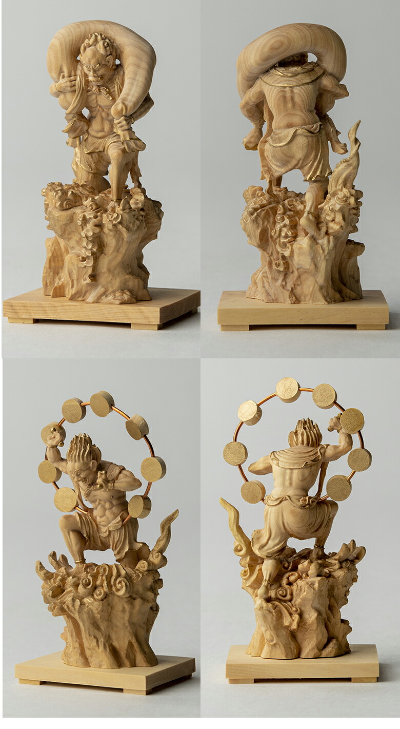 木製彫刻風神雷神像 陳宗新 屋久杉 一木彫り『風神雷神像』 | 東京書芸