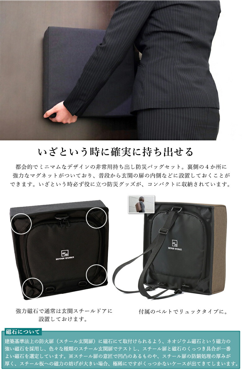 楽天市場】ドアにつけられるおしゃれな防災セット【防災バッグOTE