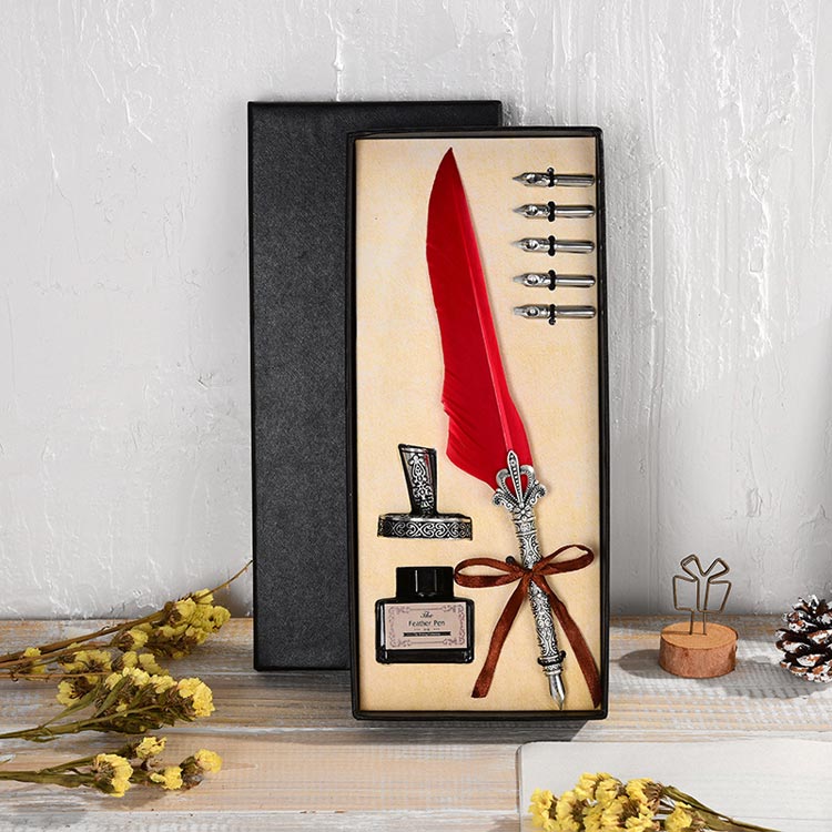 楽天市場】羽根ペン セット 羽ペン スタンド インク付き 替え芯付き