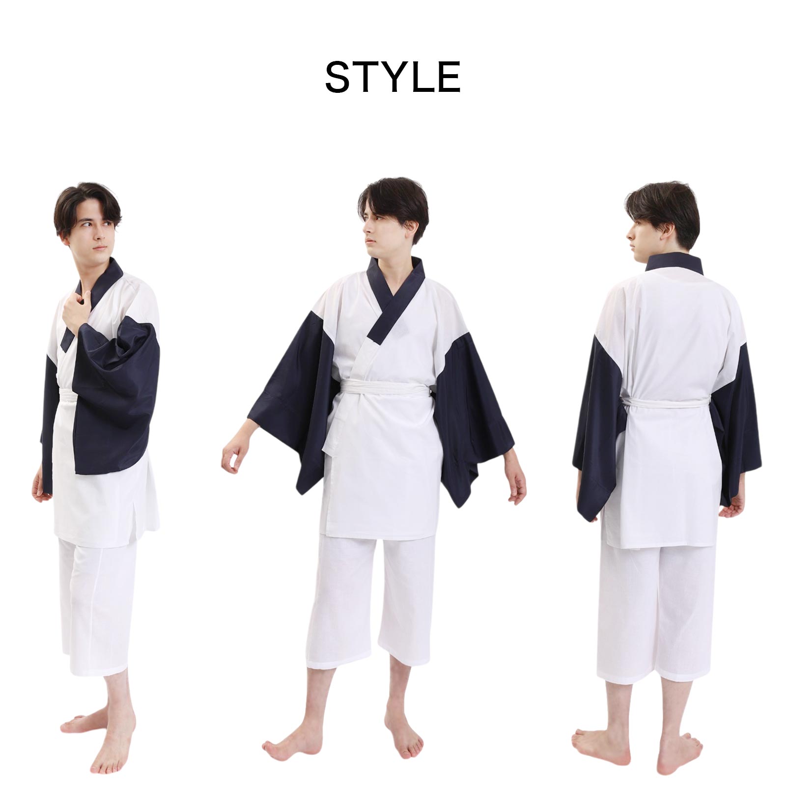 古布半襦袢両面染め型染藍染袖無し日傘ハイカラパラソル