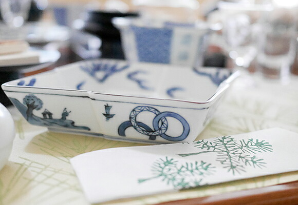 楽天市場】染付雲鶴外山水 松皮菱型向付 : TABLE ＆ STYLE