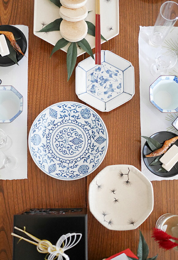 楽天市場】染付地紋壽字 7寸古伊万里皿 : TABLE ＆ STYLE