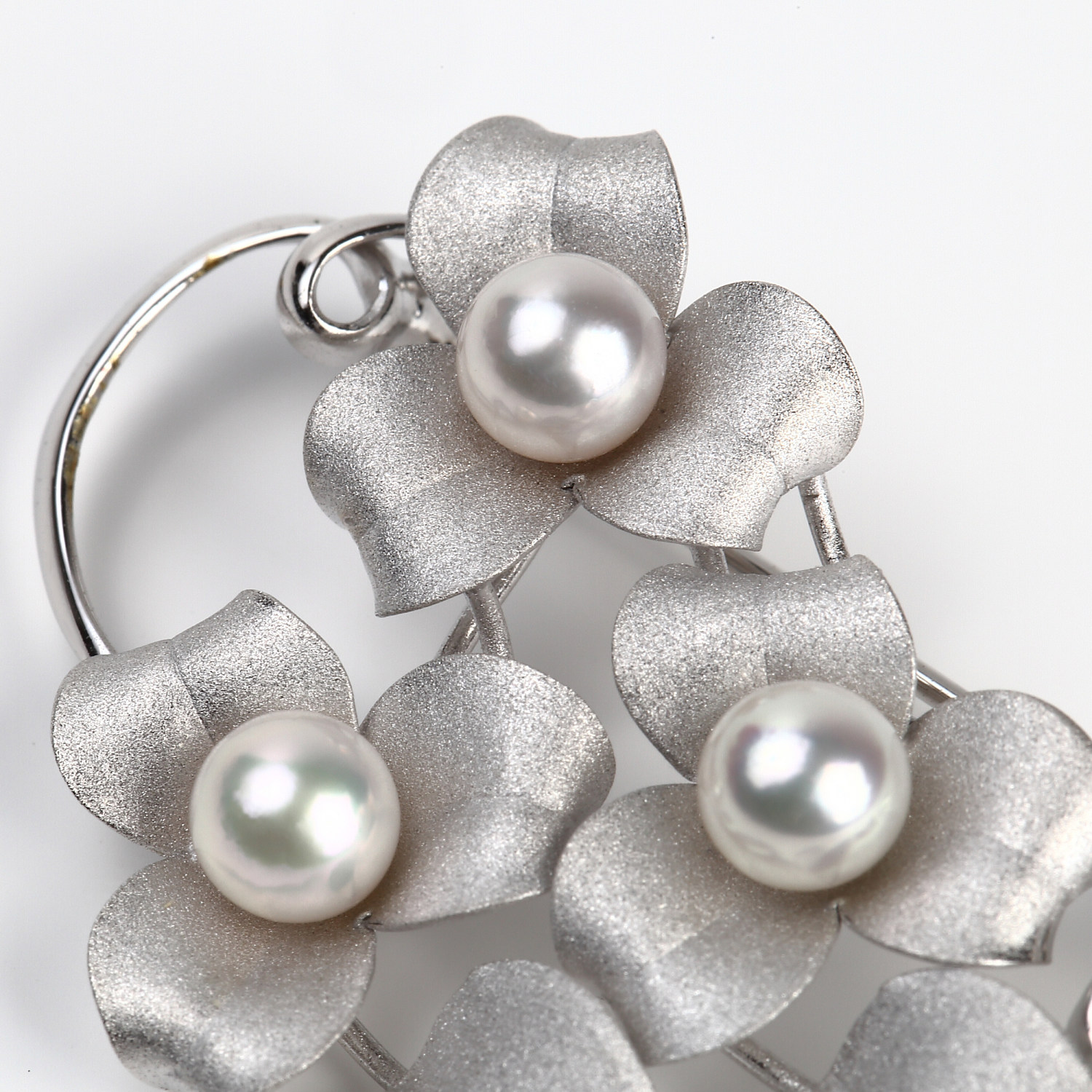 あこや真珠パールブローチシルバー925 刻印ぶどう大ぶり美品29珠