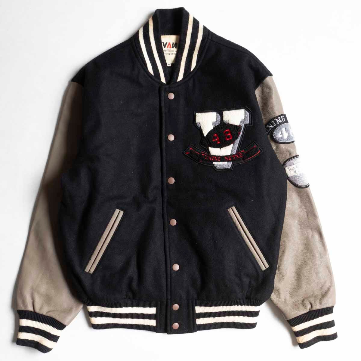 楽天市場】【美品】VAN JAC【袖レザー スタジャン】M ヴァン ワッペン