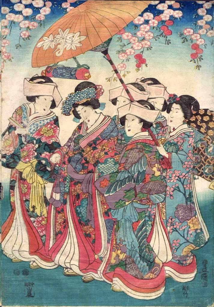 楽天市場】歌川豊国 「美女揃花の行列」 木版（浮世絵） : 小野画廊