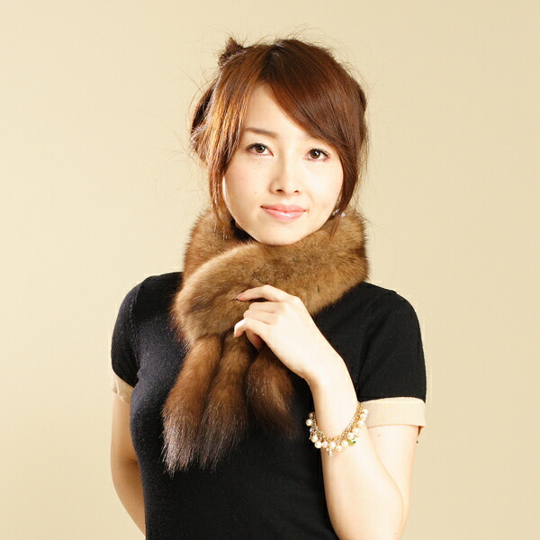 楽天市場】ロシアンセーブルファーマフラー ナチュラルカラー 毛皮