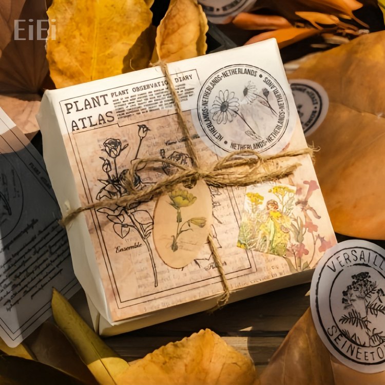 816❤︎海外紙モノ切手風ステッカーナチュラルB 40枚入り