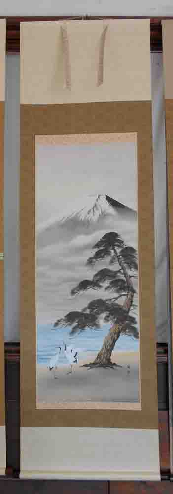 楽天市場】掛け軸 富士松鶴／田中祥堂 「美術名典掲載作家」 肉筆 掛軸