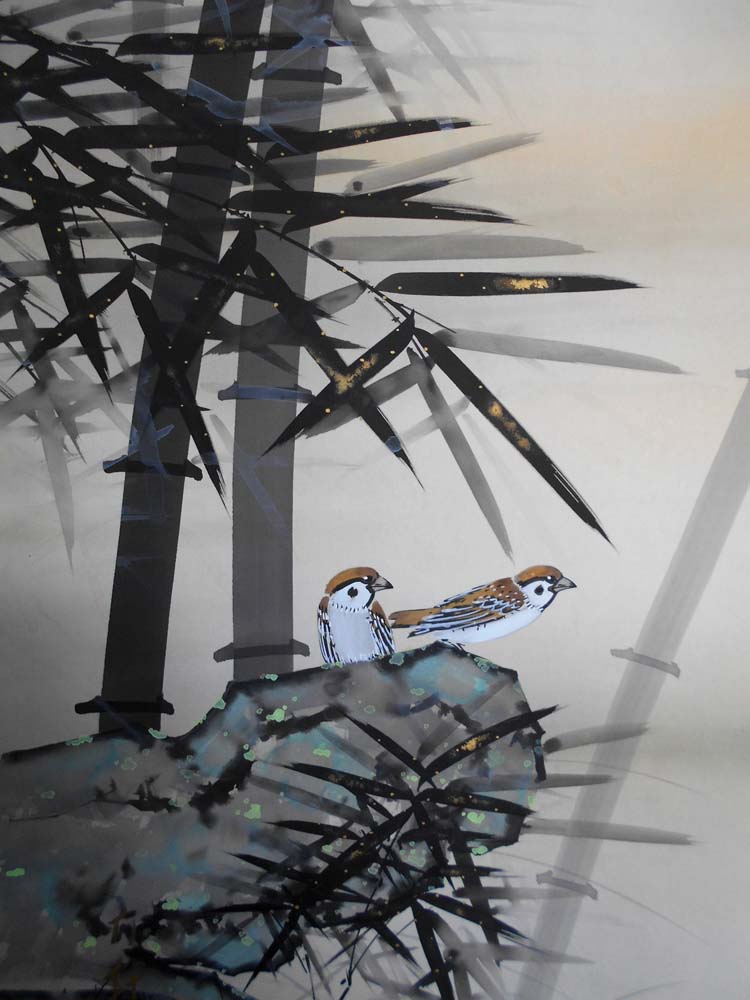 楽天市場】掛け軸 竹に雀／三浦大幹 「美術名典掲載作家」 肉筆100