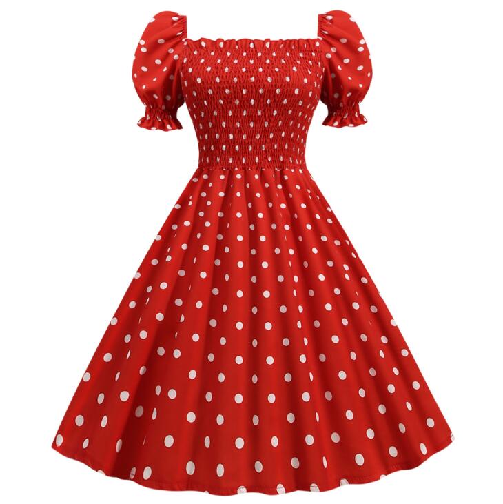 楽天市場】レトロワンピース Aライン ドット柄ドレス レディースダンス