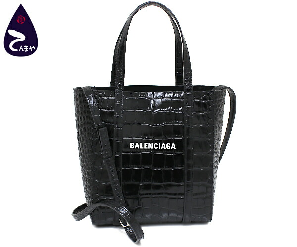 BALENCIAGA / トートバッグ/レザー/BLK/everyday tote xxs/エブリデイ