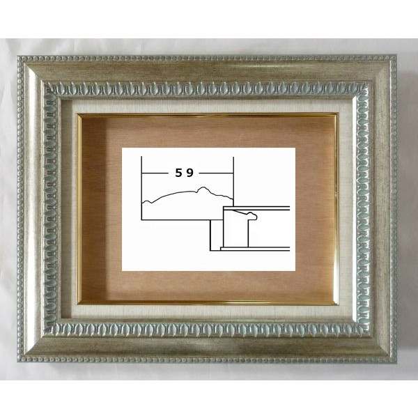 油彩 特大 額縁 F15 額縁 木製 シルバー 渋いシルバー 装飾彫 紙箱