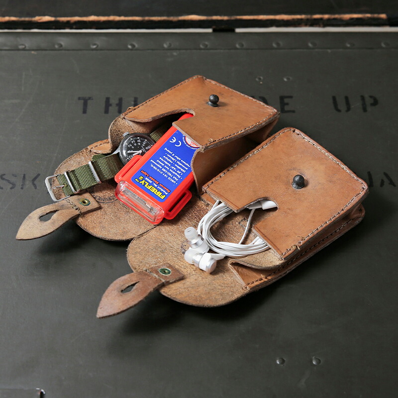 楽天市場】実物 USED フランス軍 ヴィンテージ 2ポケット レザーポーチ