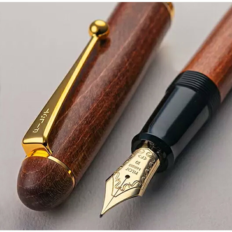 14K PILOT 茶色と金色の万年筆 日本のパイロット万年筆,14kゴールド