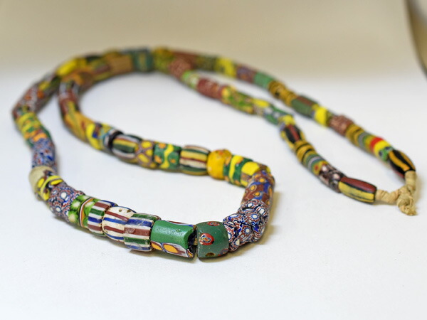 楽天市場】【2309】ANTIQUEヴェネチアミルフィオリMixビーズ一連ロング