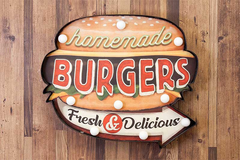 楽天市場】ハンバーガー LEDサイン 看板 レトロ調 アメリカン雑貨