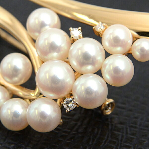 K18 18金花形パールブローチ 総重量7.8㌘ K18 18金花形パールブローチ