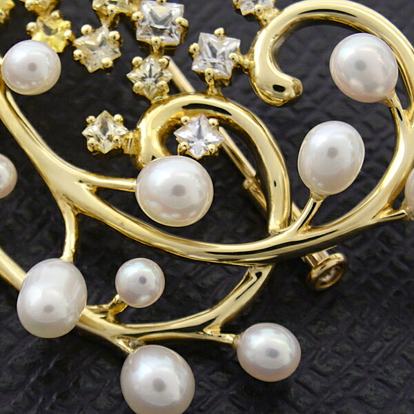 楽天市場】タサキ ブローチ レディース K18 リーフデザイン パール