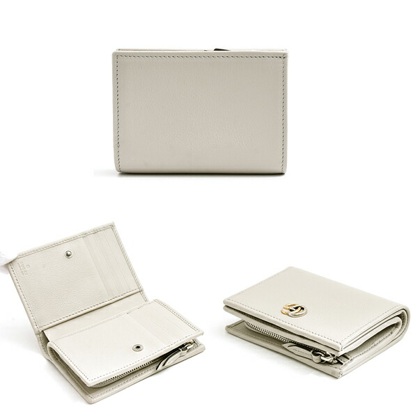 GUCCI グレー レザー 長財布 ダブルファスナー