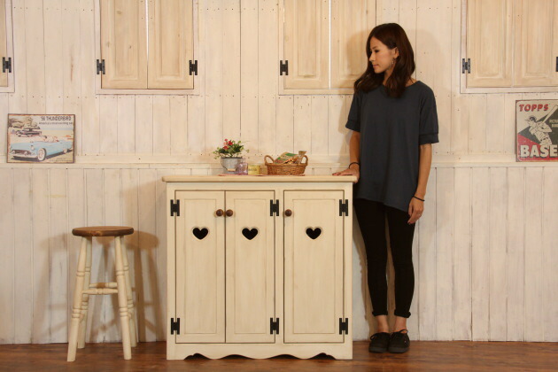 楽天市場】ワイド ハート キャビネット AW オーダーメイド カントリー