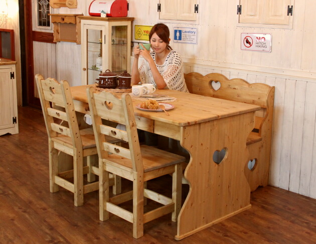 楽天市場】テーブル カントリー ダイニングテーブル ベンチ セット