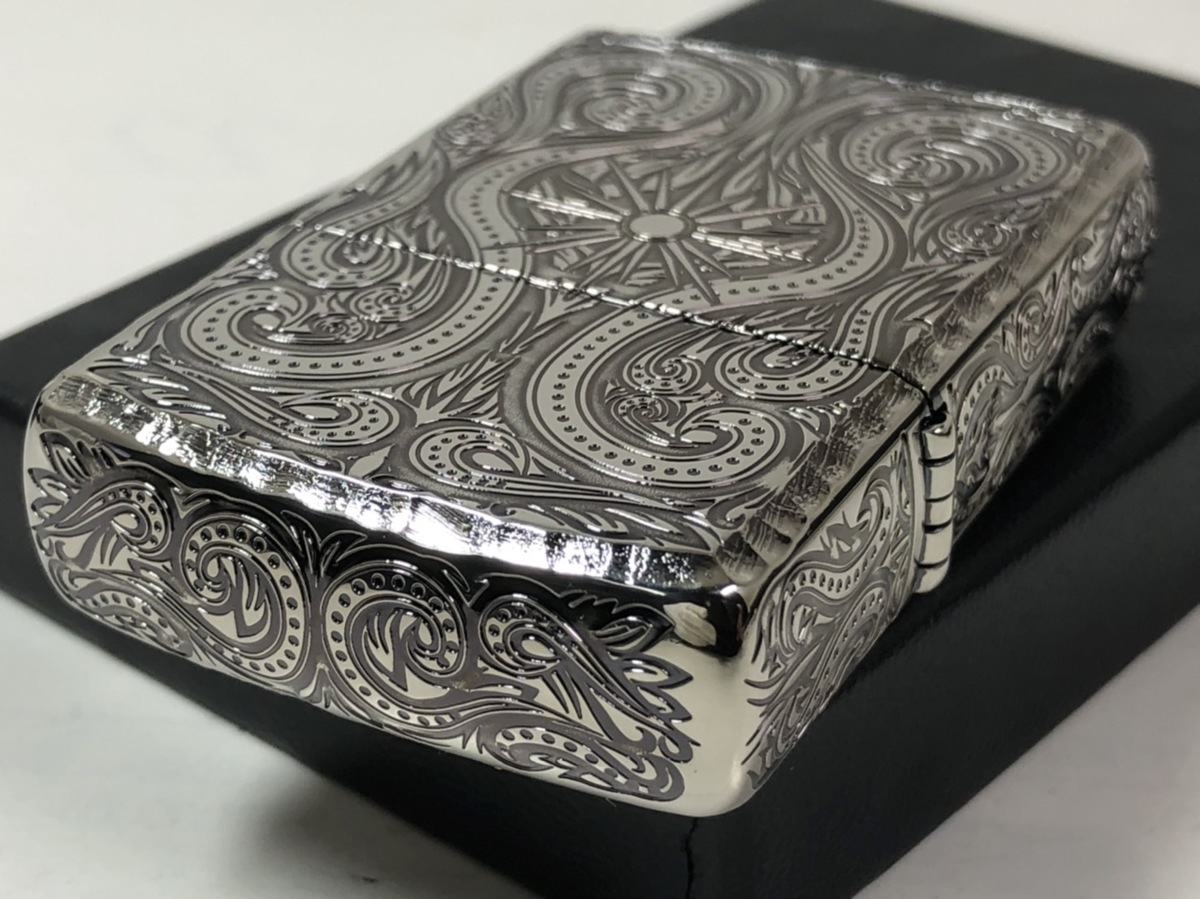 5面手彫りのアメリカ製ZIPPO ライター 真鍮に銀 imgrc0158892457.jpg