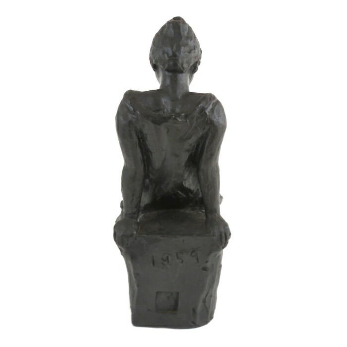 彫刻家 黒田嘉治 作 ブロンズ像 少女 1959年製作 共箱付属 東洋 彫刻