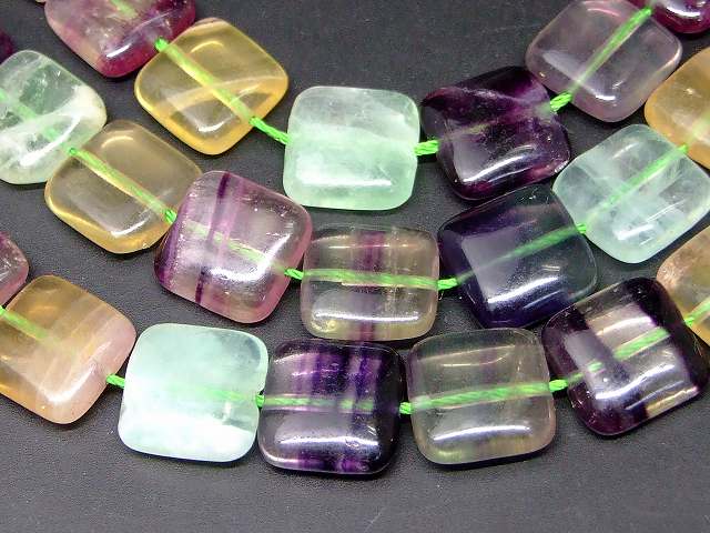 楽天市場】g3-3383C ミックスフローライト 14mm 四角 スクエア 蛍石 1