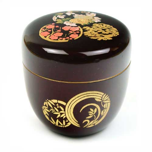 楽天市場】茶道具 棗・なつめ 溜塗中棗 花丸蒔絵（内梨子地） 東雲作